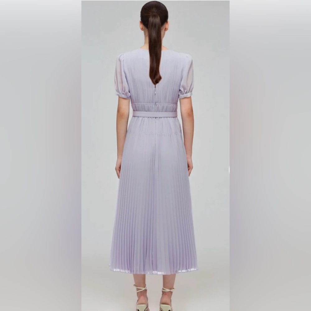 Self Portrait Lavender Pleated Midi Dress, Size 4 - Picture 2 of 6
